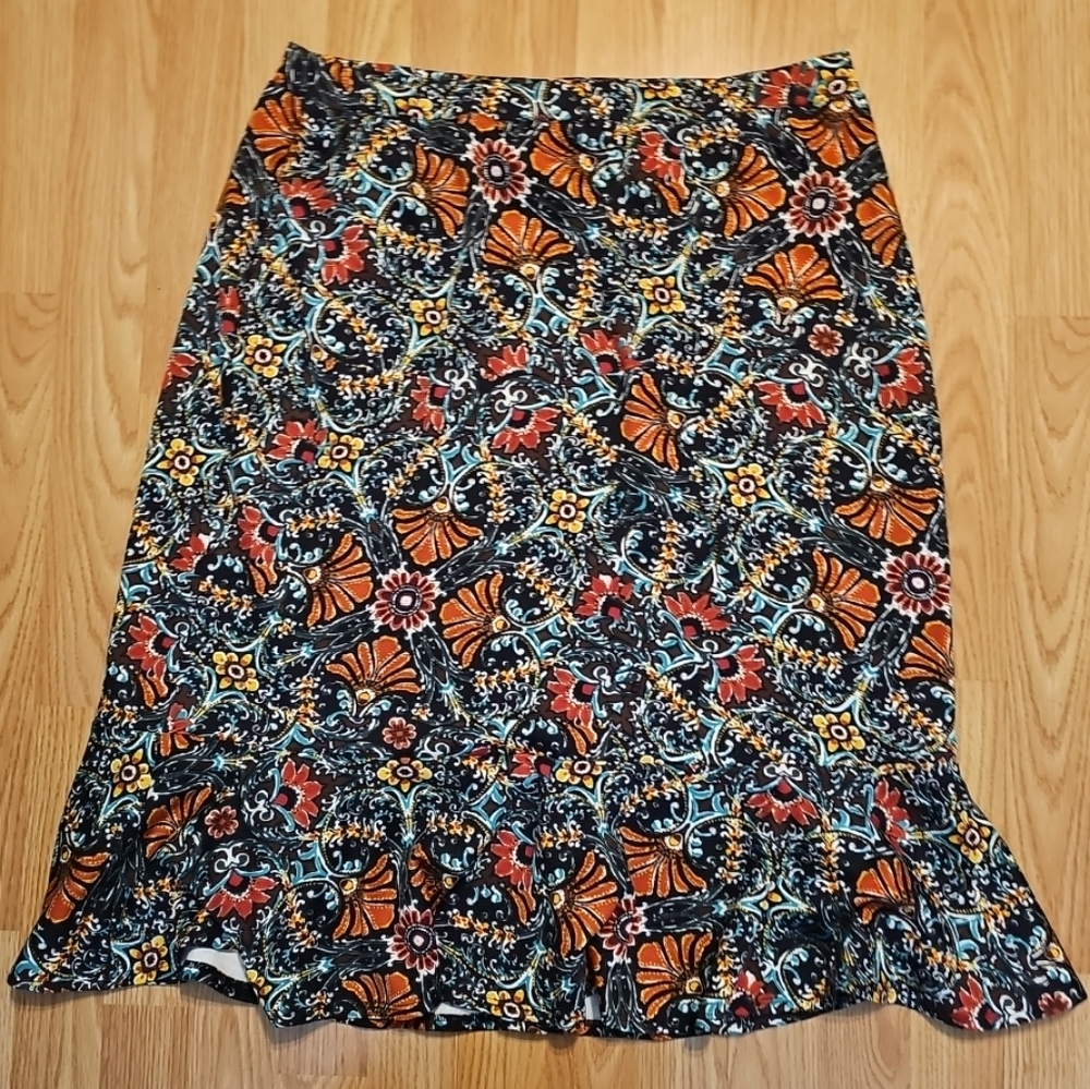 Cato Woman Plus Sportswear Ketchup Flared Skirt 14/16 Black Red Orange Blue